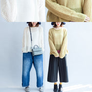 yellow green fashion cotton sweater oversize side open cable knit hollow out sweaters